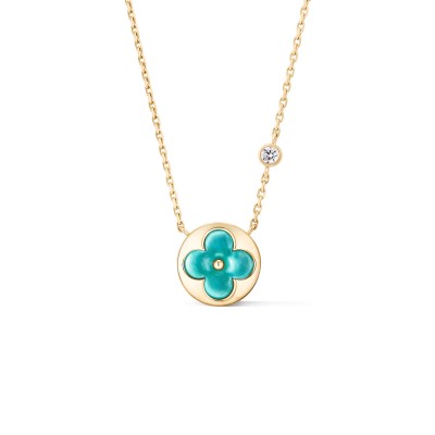 LOUIS VUITTON COLOR BLOSSOM BB SUN PENDANT, YELLOWGOLD, AMAZONITE AND DIAMOND Q03793